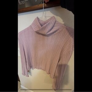 Women's Ribbed Turtleneck cropped Sweater - Pink